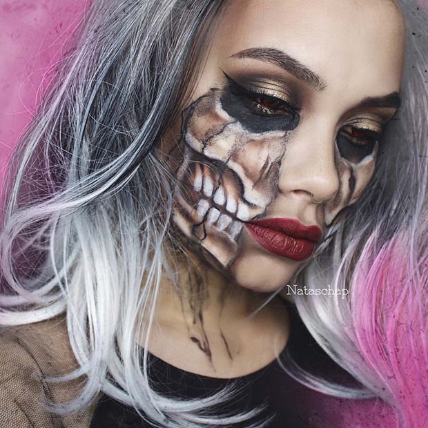 Part Skeleton Makeup for Skeleton Makeup Ideas for Halloween
