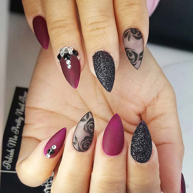 Glitter and Lace Nails for Fall Nail Design Ideas