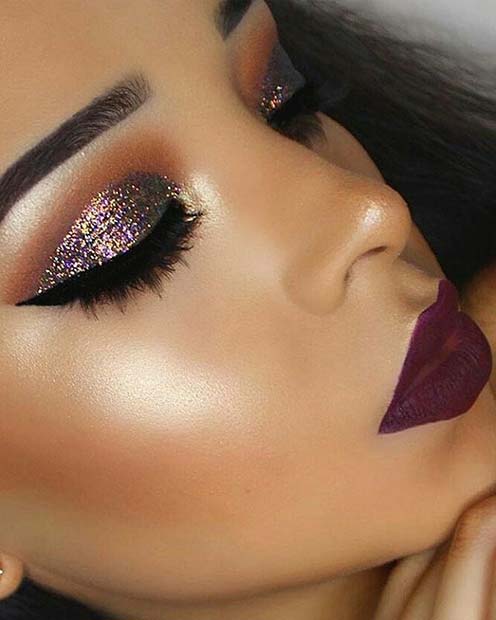 Sparkly Glitter Makeup for Fall Makeup Looks