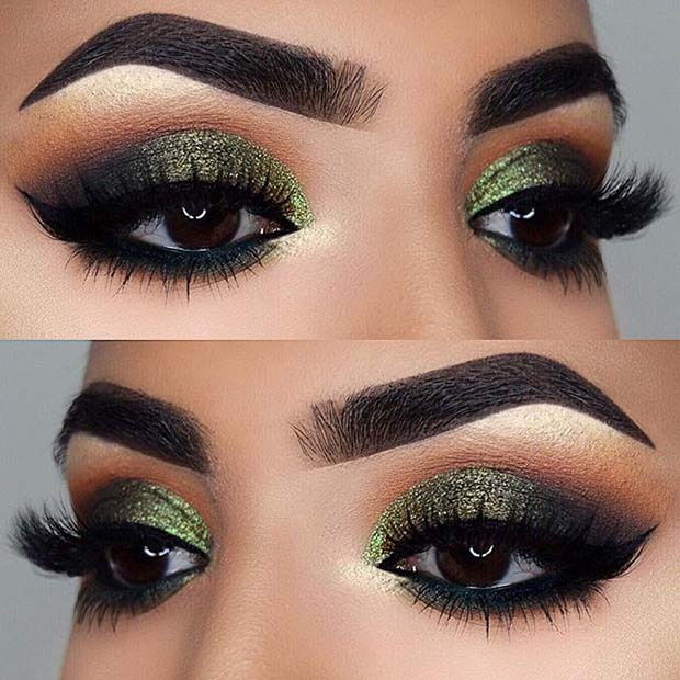 Green Glitter for Fall Makeup Looks