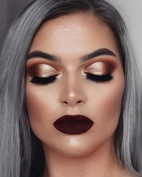 Gold and Burgundy for Fall Makeup Looks