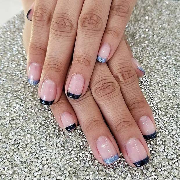 Blue French Nails for Simple Yet Eye-Catching Nail Designs