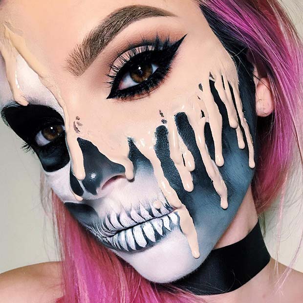 Melting Skeleton Makeup for Mind-Blowing Halloween Makeup Looks