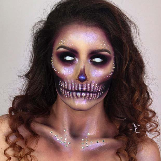 Glam Spooky Skeleton for Mind-Blowing Halloween Makeup Look