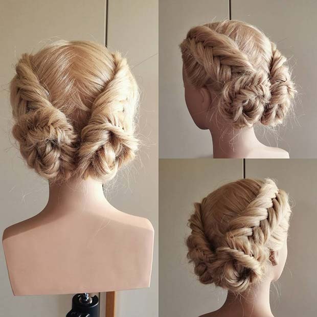 Double Boxer Braid Buns for Beautiful Braided Updos