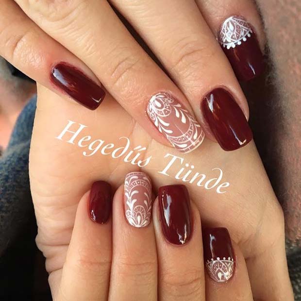 Winter Lace Nails for Winter Nail Ideas