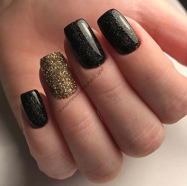 Black and Gold Nails for Winter Nail Ideas
