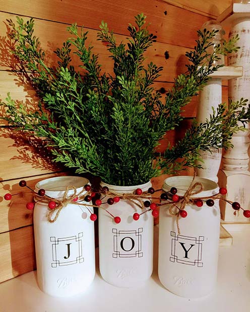 Joy Vases for Farmhouse Inspired Christmas Decor