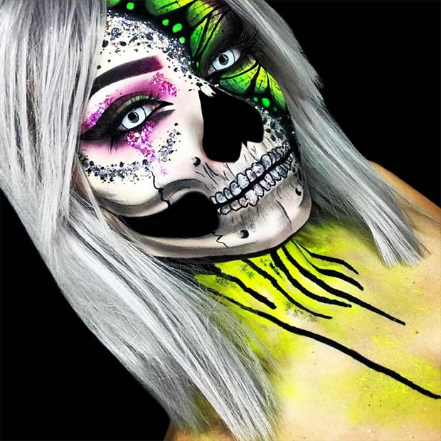 Toxic Butterfly Skull for Mind-Blowing Halloween Makeup Looks