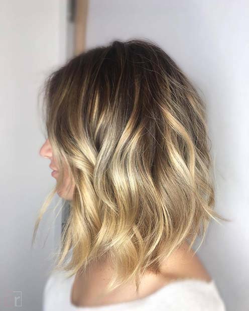 Sun Kissed Balayage for Lob Hairstyles for Fall and Winter