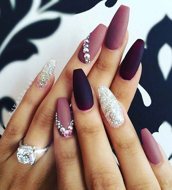 Purple and Sparkle Design for Winter Nail Ideas