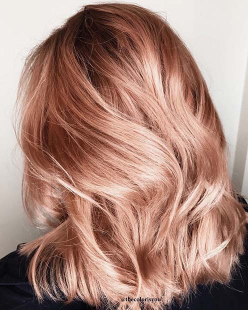 Metallic Rose Gold Lob for Lob Hairstyles for Fall and Winter