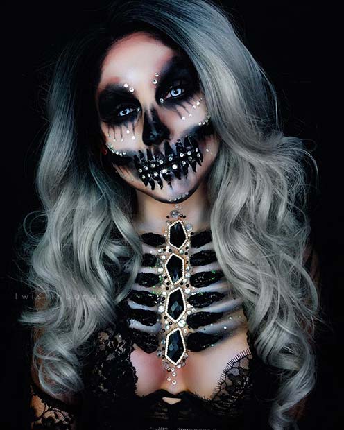Bejeweled Skeleton for Mind-Blowing Halloween Makeup Looks