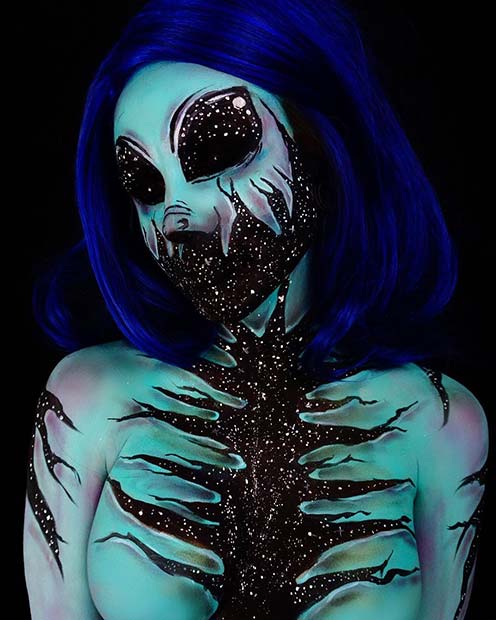 Alien Galaxy Design for Mind-Blowing Halloween Makeup Looks