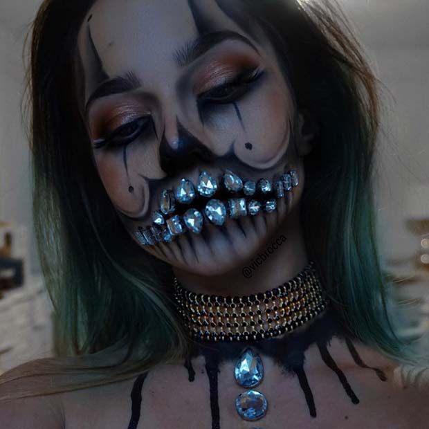 Crystal Skull Clown for Best Halloween Makeup Ideas