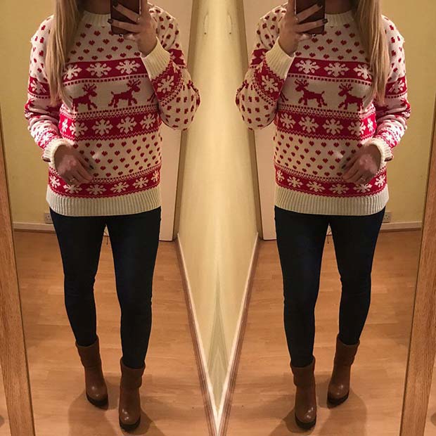 Christmas Sweater and Jeans