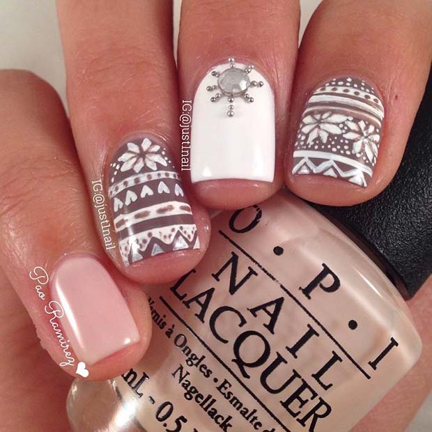 Cute Winter Pattern Nail Design