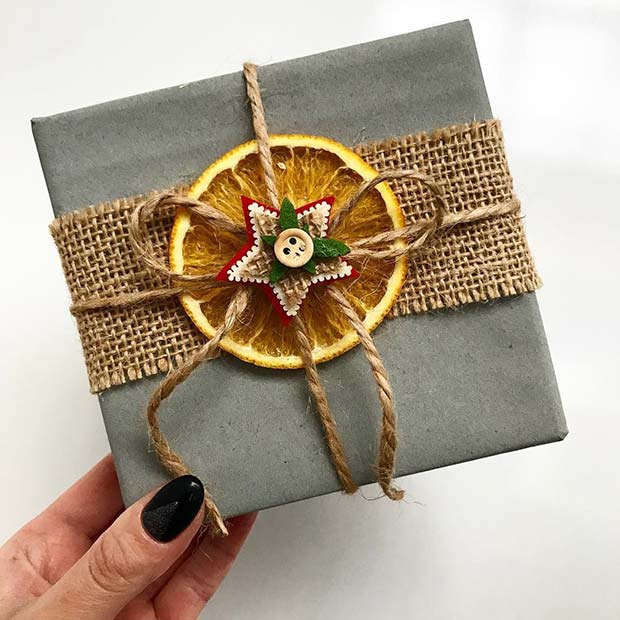 Festive Orange Gift Wrap Idea