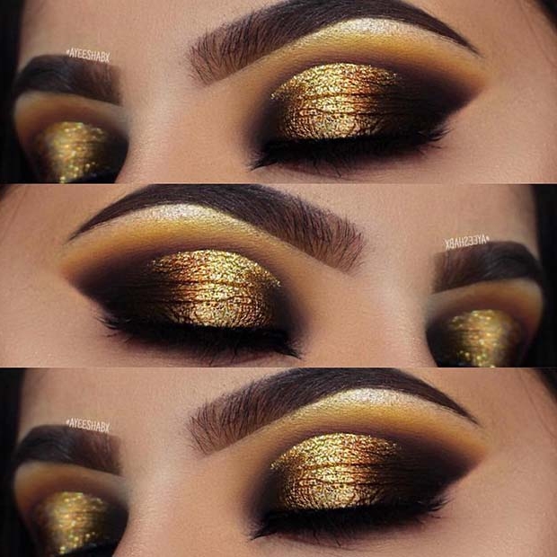 Glittering Gold Eye Makeup Look