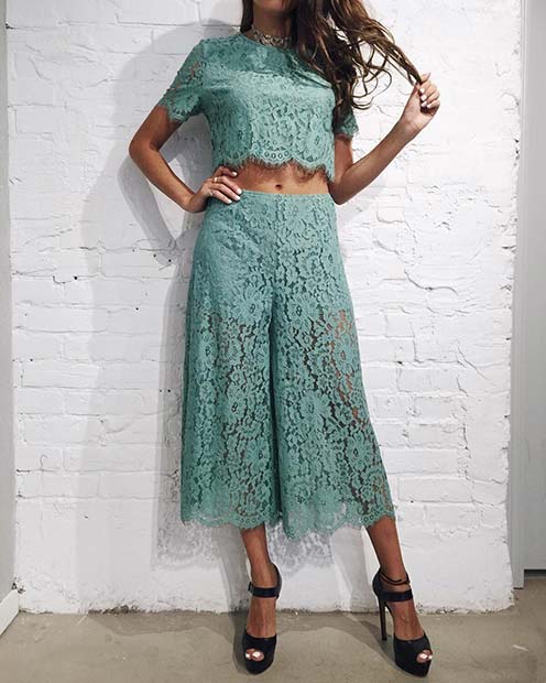 Matching Lace Top and Culottes