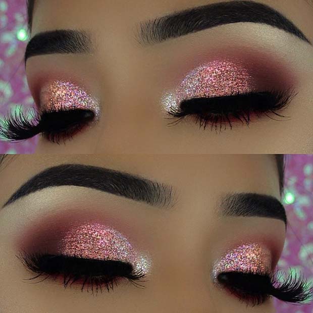 Glitzy Pink Eye Makeup