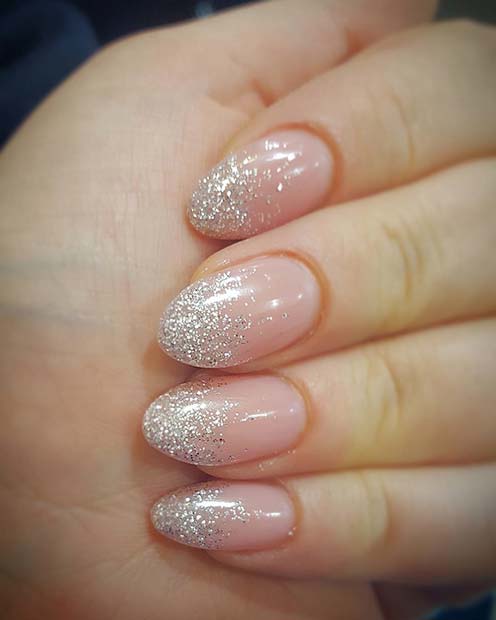 Elegant Silver Glitter Nails