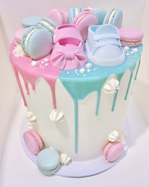Blue and Pink Baby Shower Cake
