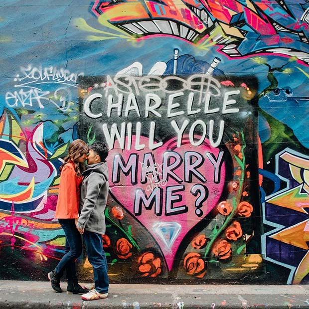 Creative Graffiti Wedding Proposal