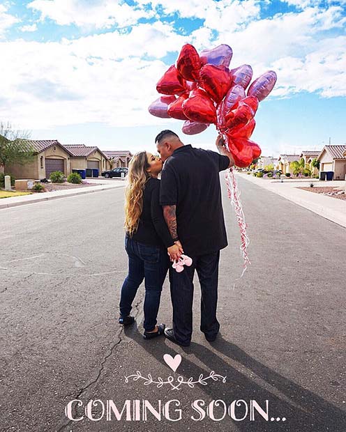 Valentine's Balloons Pregnancy Announcement 