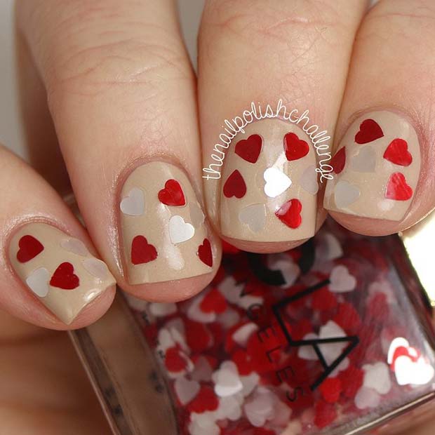 Embellished Heart Nails