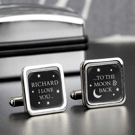 Personalized Moon and Back Cufflinks