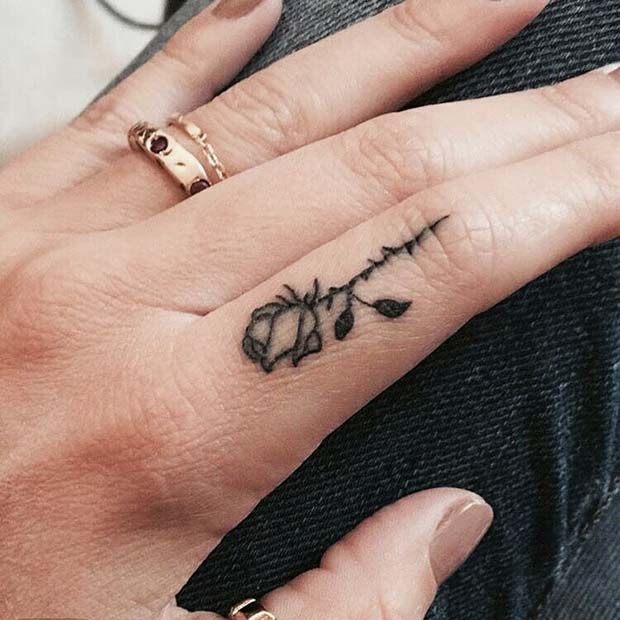 Rose Finger Tattoo Idea