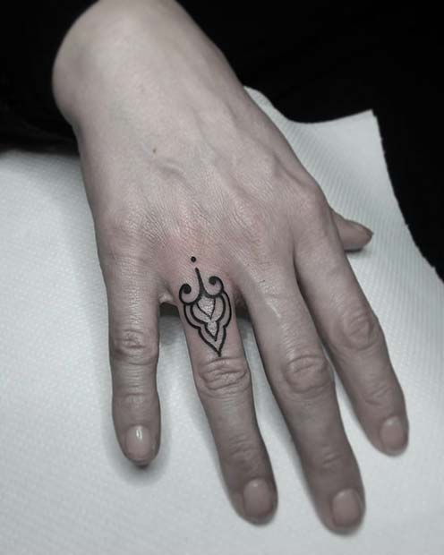 Stylish Ornamental Finger Tattoo