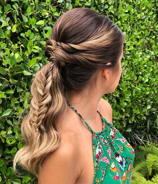 Cute Ponytail with Fishtail Braid