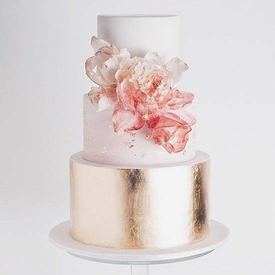 Delicate Pink and Gold Wedding Cake