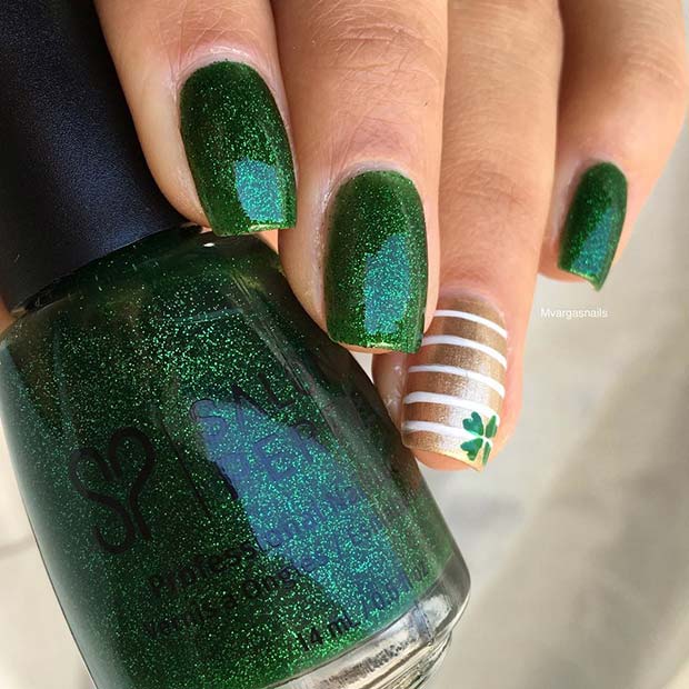 Glitter Irish Green Nails