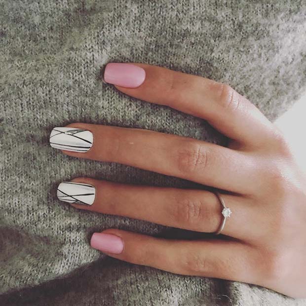 Pink and White Spring Nails