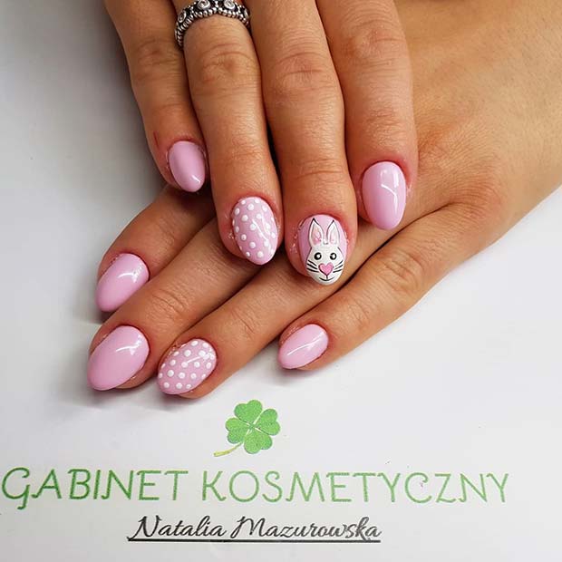 Cute Spring Nails with a Bunny 