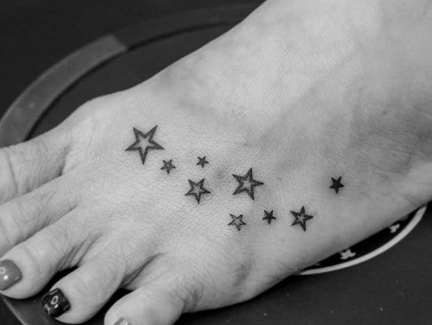 Multi Star Foot Tattoo Idea