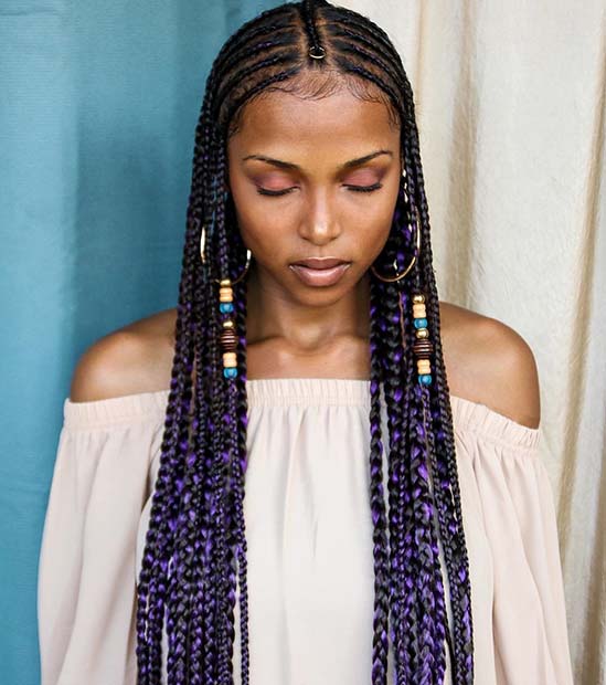 Stylish Purple Fulani Inspired Braids