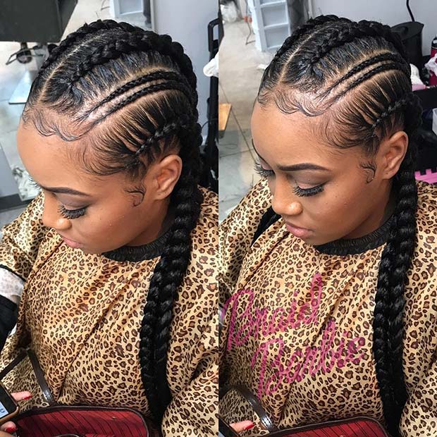 Trendy Thin Double Feed In Braids