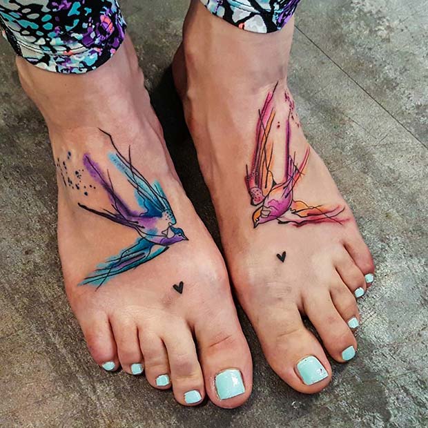 Watercolor Foot Tattoo 
