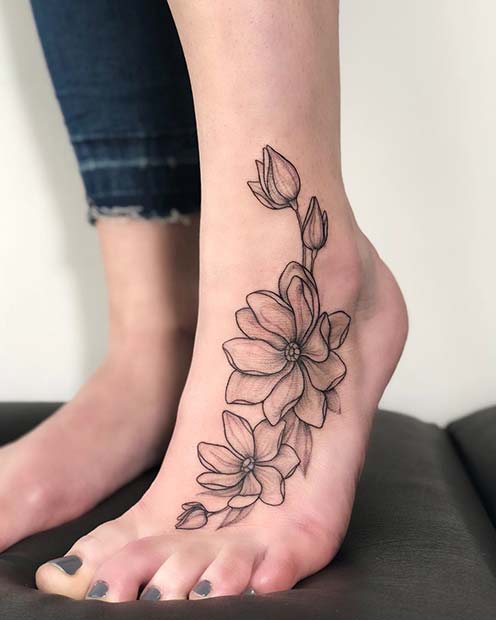 Flower Foot Tattoo Idea