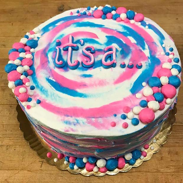 DIY Blue and Pink Gender Reveal Cake 