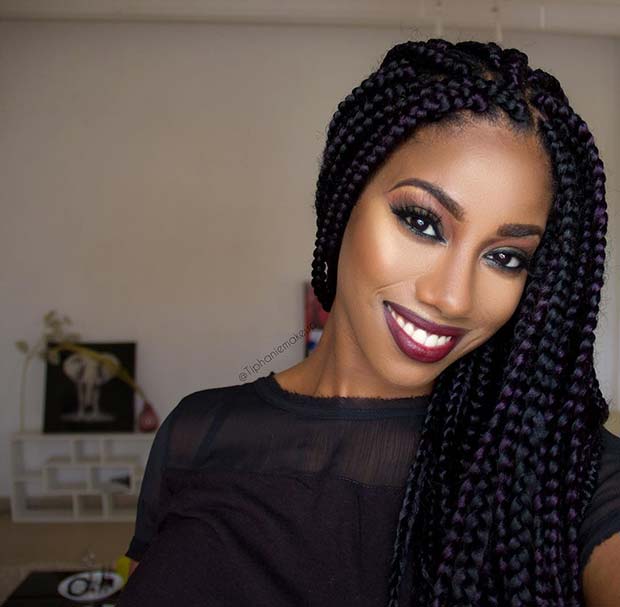 Big Box Braids with Color 