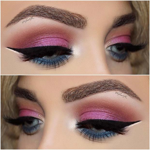 Colorful Pink and Blue Eye Makeup
