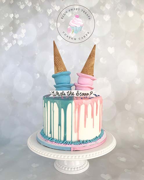 Creative Whats the Scoop Gender Reveal Cake Idea
