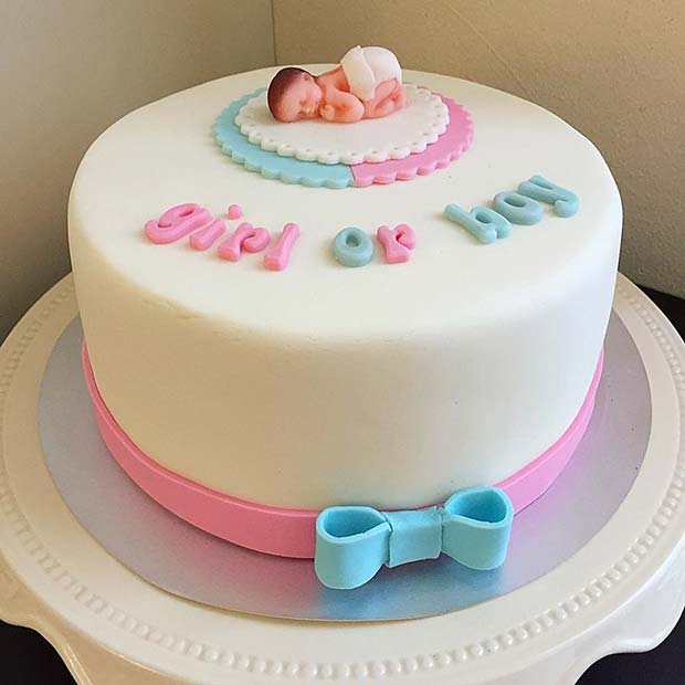 Elegant Girl or Boy Gender Reveal Cake Idea