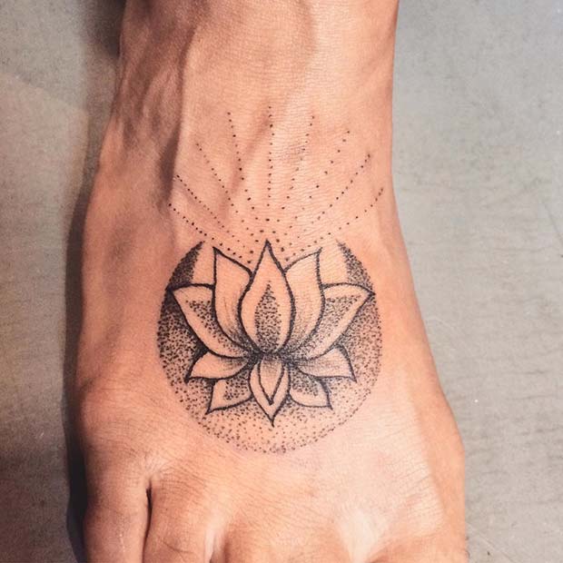 Lotus Flower Foot Tattoo Idea