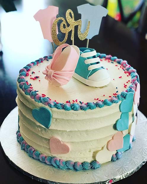 Pink and Blue Baby Shoe Cake Idea